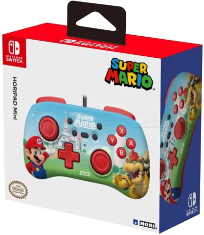 Photo de Manette de jeu filaire Hori Mini Super Mario pour Nintendo Switch (Bleu/Rouge)