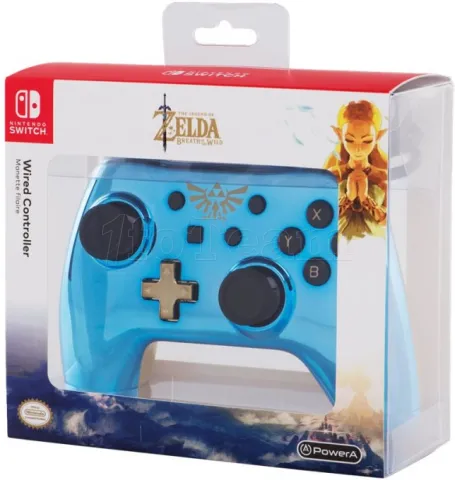 Photo de Manette de jeu filaire PowerA Chrome Legend of Zelda pour Nintendo Switch (Bleu)