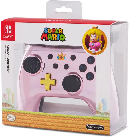 Photo de Manette de jeu filaire PowerA Chrome Princesse Peach pour Nintendo Switch (Rose)