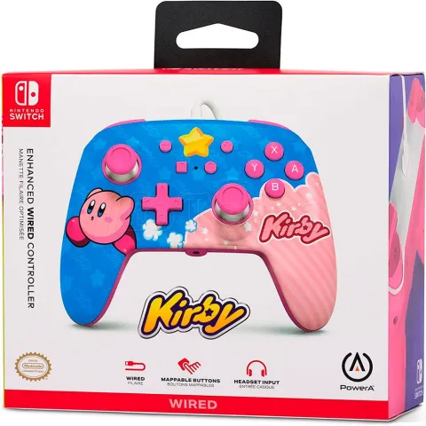 Photo de Manette de jeu filaire PowerA Enhanced Kirby pour Nintendo Switch (Bleu/Rose))