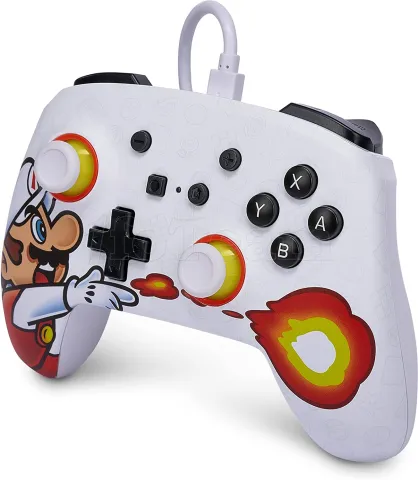 Photo de Manette de jeu filaire PowerA Enhanced Mario Fireball pour Nintendo Switch (Blanc)