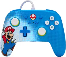 Photo de Manette de jeu filaire PowerA Enhanced Mario pour Nintendo Switch (Bleu)