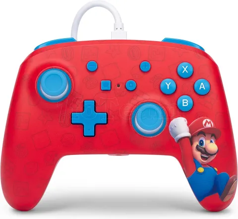 Photo de Manette de jeu filaire PowerA Enhanced Mario Woo-hoo! pour Nintendo Switch (Blanc)