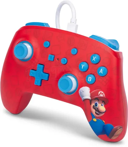 Photo de Manette de jeu filaire PowerA Enhanced Mario Woo-hoo! pour Nintendo Switch (Blanc)