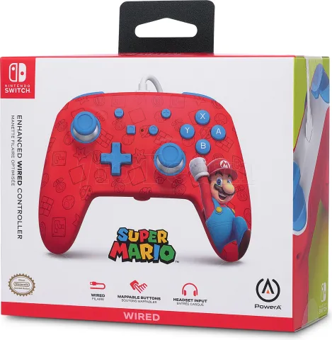 Photo de Manette de jeu filaire PowerA Enhanced Mario Woo-hoo! pour Nintendo Switch (Blanc)