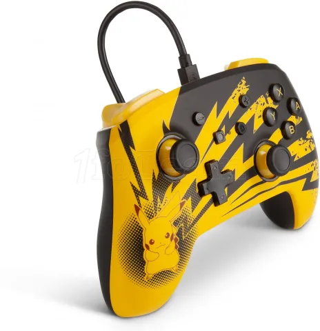Photo de Manette de jeu filaire PowerA Enhanced Pokemon Pikachu Lightning pour Nintendo Switch (Noir/Jaune)