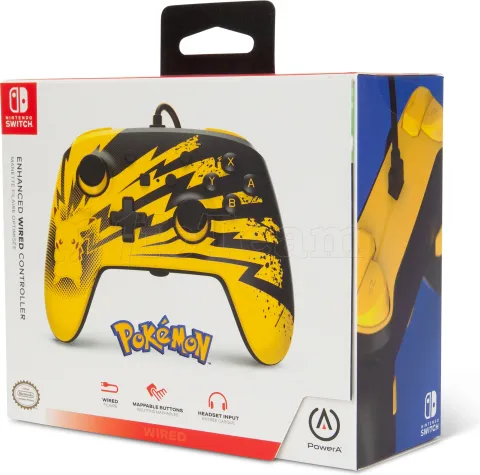 Photo de Manette de jeu filaire PowerA Enhanced Pokemon Pikachu Lightning pour Nintendo Switch (Noir/Jaune)