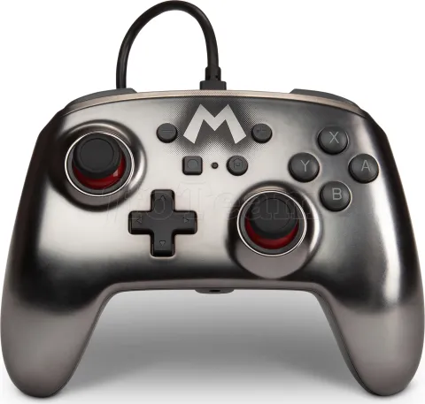 Photo de Manette de jeu filaire PowerA Mario Silver pour Nintendo Switch (Noir)