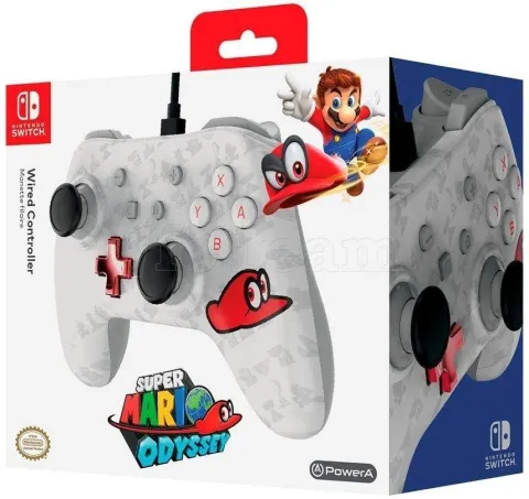 Photo de Manette de jeu PowerA Super Mario Odyssey pour Nintendo Switch (Blanc)
