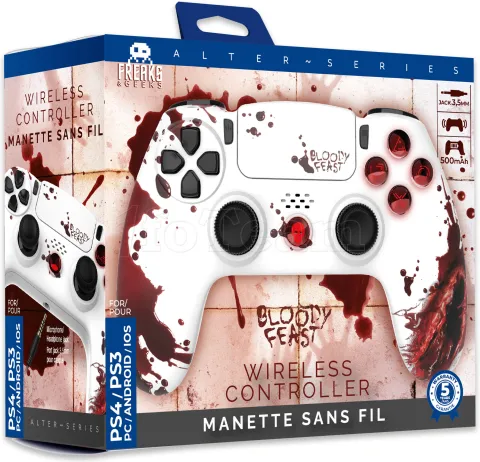Photo de Manette de jeu sans fil Freaks and Geeks Bloody Feast pour PS4/PC (Noir)