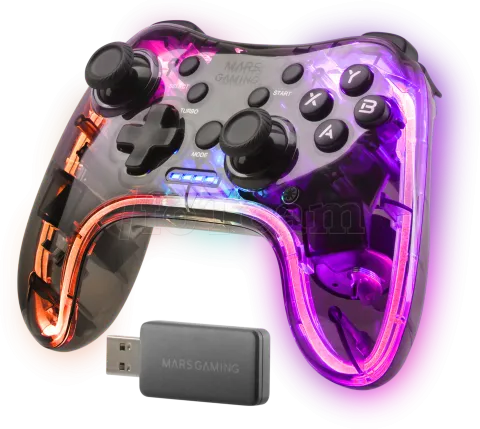 Photo de Manette de jeu sans fil Mars Gaming MGP-24 RGB (Transparent)