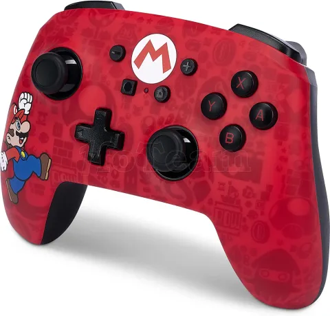 Photo de Manette de jeu sans fil PowerA Mario Here We Go pour Nintendo Switch (Rouge/Noir)