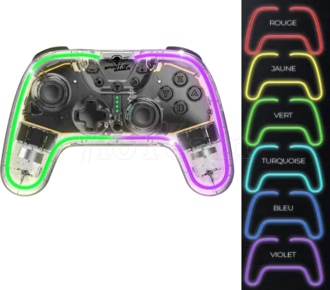 Photo de Manette de jeu sans fil Spirit Of Gamer Pulse Bluetooth RGB (Transparent)