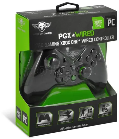 Photo de Manette de jeu Spirit of Gamer PGX pour Xbox One (Noir/Vert)