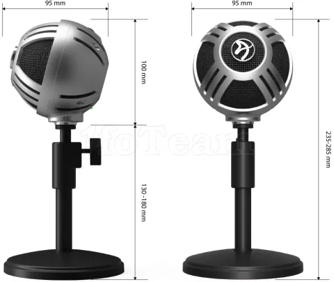 Photo de Microphone sur pied Arozzi Sfera Pro USB (Argent)