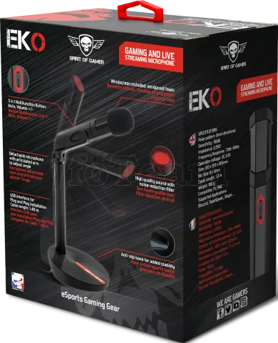 Photo de Microphone sur pied Spirit of Gamer Eko Gaming and Live Streaming (Noir/Rouge)