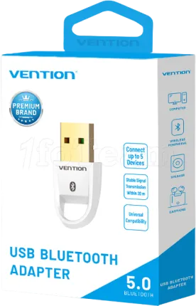 Photo de Mini Adaptateur Vention USB BlueTooth 5.0 (Blanc)