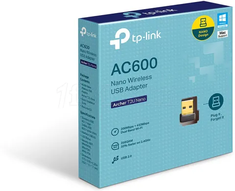 Photo de Mini Carte Réseau USB WiFi TP-Link Archer T2U Nano (AC600)