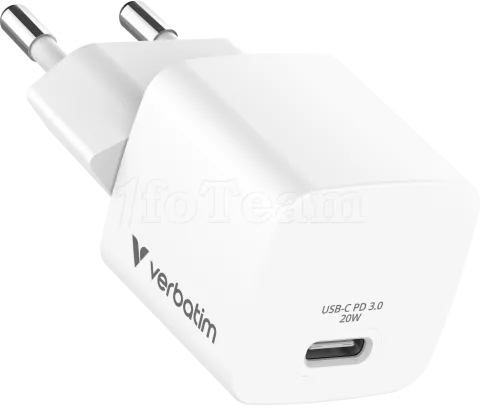 Photo de Mini chargeur secteur Verbatim GaN USB-C 20W (Blanc)