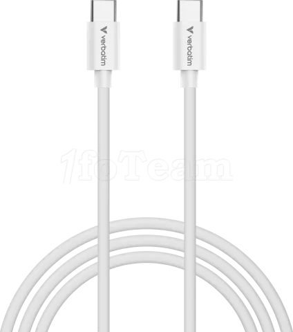 Photo de Mini chargeur secteur Verbatim GaN USB-C avec cable USB-C 20W (Blanc)