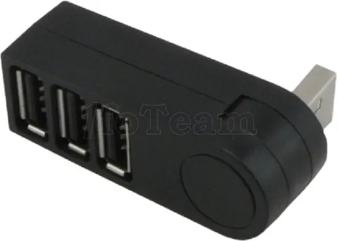 Photo de Mini-Hub Rotatif USB 2.0 MCL 3 ports auto-alimentés (Noir)