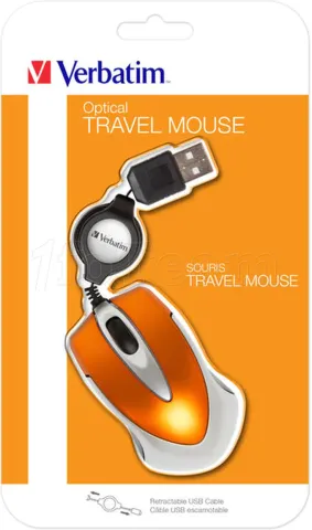 Photo de Mini Souris filaire (rétractable) Verbatim Go Mini (Orange)