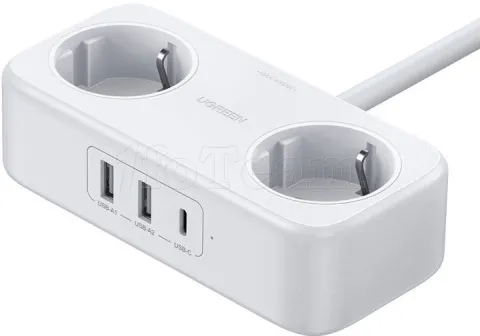 Photo de Multiprise 2 prises uGreen + 3xUSB 100W (Blanc)