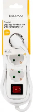 Photo de Multiprise 3 prises Deltaco GT-0350 1,5m (Blanc)