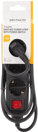 Photo de Multiprise 3 prises Deltaco GT-0360 1,5m (Noir)