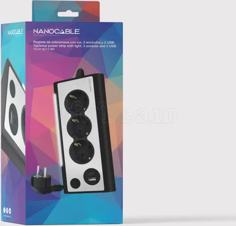 Photo de Multiprise 3 prises Nanocable + 1x USB-A et 1x USB-C 1.5m