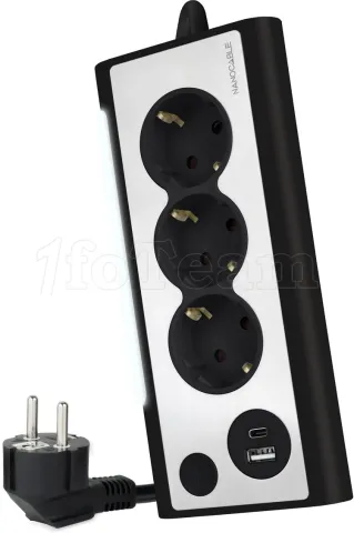 Photo de Multiprise 3 prises Nanocable + 1x USB-A et 1x USB-C 1.5m