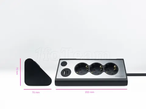 Photo de Multiprise 3 prises Nanocable + 1x USB-A et 1x USB-C 1.5m