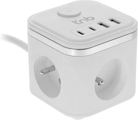 Photo de Multiprise 3 prises T'nB 1,5m + 2x USB-A & 2x USB-C (Blanc)