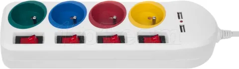 Photo de Multiprise 4 prises Maclean MCE229 + Interrupteur 1,50m Blanc (Coloris variés)
