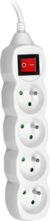Photo de Multiprise 4 prises Tracer PowerCord + Interrupteur 3m (Blanc)