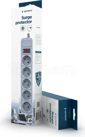 Photo de Multiprise 5 prises Gembird avec interrupteur 1,8m (Blanc)