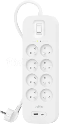 Photo de Multiprise 8 prises Belkin + Interrupteur (Blanc)