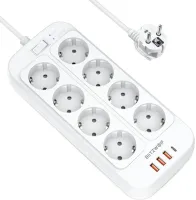 Photo de Multiprise 8 prises Blitzwolf BW-PC2 + 4xUSB et interrupteur 2m (Blanc)