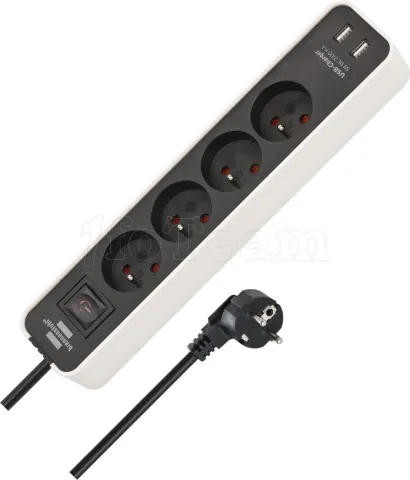 Photo de Multiprise Brennenstuhl Ecolor 4 prises + 2x USB-A 1,5m (Noir/Blanc)