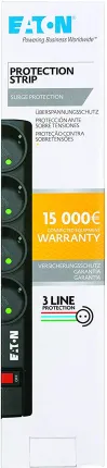 Photo de Multiprise Surtension Eaton Protection Strip 4 prises (Noir)