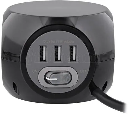 Photo de Multiprise T'nB 3 prises + 3 ports USB-A (Noir)