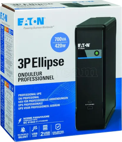 Photo de Onduleur Eaton 3P Ellipse USB - 700VA (Prises IEC)
