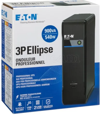 Photo de Onduleur Eaton 3P Ellipse USB - 900VA (Prises EU)