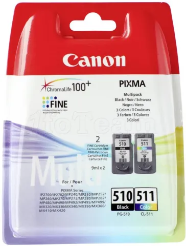 Photo de Pack 2 cartouches d'encre CANON PG-510/CL-511 (Couleurs + Noir)