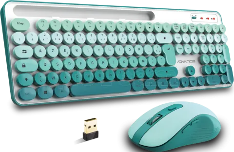 Photo de Pack 2en1 (Clavier/Souris) sans fil Advance Pep'S (Blanc/Vert)