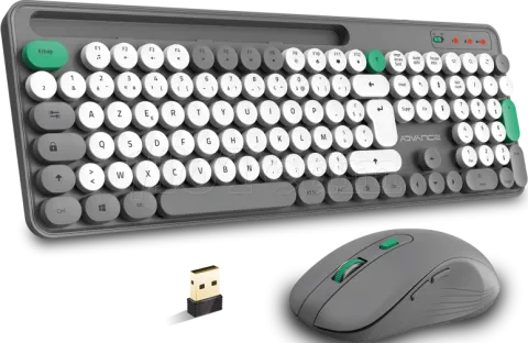 Photo de Pack 2en1 (Clavier/Souris) sans fil Advance Pep'S (Gris/Blanc)