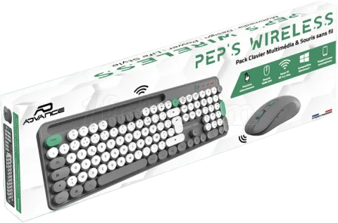 Photo de Pack 2en1 (Clavier/Souris) sans fil Advance Pep'S (Gris/Blanc)