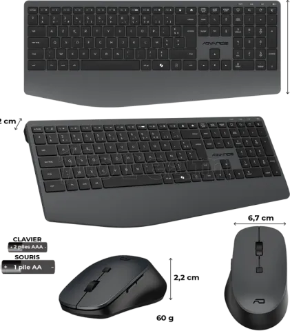 Photo de Pack 2en1 (Clavier/Souris) sans fil Advance X-Type (Noir)