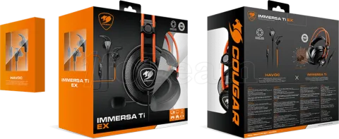 Photo de Pack 2en1 (Ecouteurs/Casque) Gamer filaire Cougar Immersa Ti Ex (Noir/Orange)