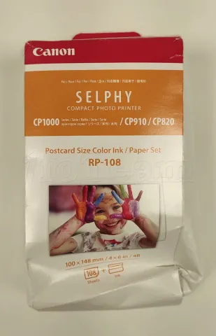 Photo de Pack 3 cartouches d'encre couleurs CANON RP-108 pour Selphy CP + 108 feuilles - ID 203705